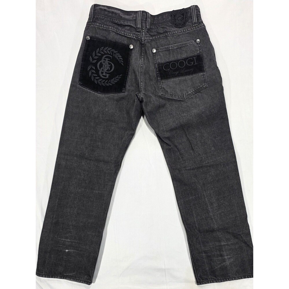 VTG COOGI Jeans Faded Black Baggy Embroidered Crest Y2K Denim Streetwear